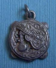 Vintage Spanish tambourine guitar castanets Spain silver charm