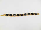 Onyx Bracelet Size 6.750 (t117) 925 Sterling Silver Gold Plated