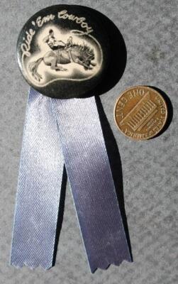 1950s Era Ride 'em Cowboy Championship Rodeo black / purple pin Cowboy ...