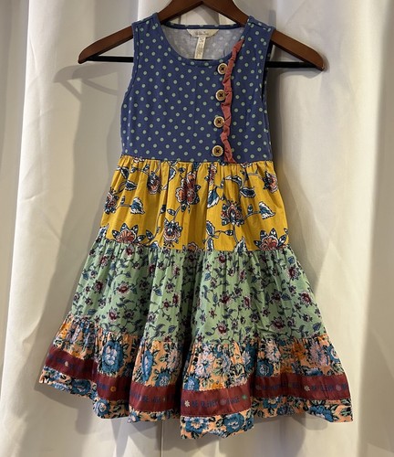 Matilda Jane Wild Heart A Line Dress Yellow Floral Stretch Tiered Ruffle Size 8 - Picture 2 of 5