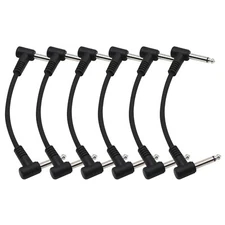 Hakka 6 pack 6'' Noiseless Effects Pedal Guitar Lead Patch Cables 1/4 Instrument