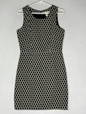 Banana Republic Black Tan Sheath Dress Harlequin Pixelated Diamond Womens Size 4