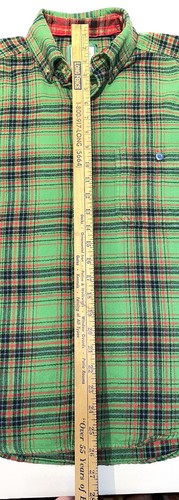 Dogfish Head + Woolrich Green Red Plaid Flannel Shirt Men's Sz Small 37 Chest - Picture 7 of 12