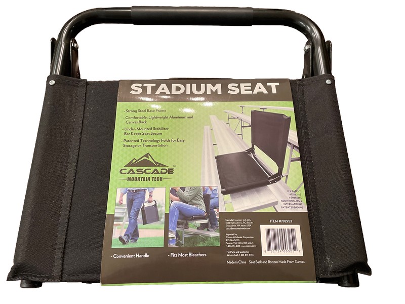 Cascade Mountain Tech Stadium Bleacher Seat Black Canvas Steel