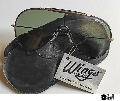 B\u0026L Bausch \u0026 Lomb Wings Leathers nero occhiali da sole vintage 1990's  medium | eBay