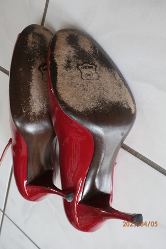 Stuart Weitzman Red Patent Leather Open toe Ankle Strap High Heels 9.5 - Picture 8 of 10