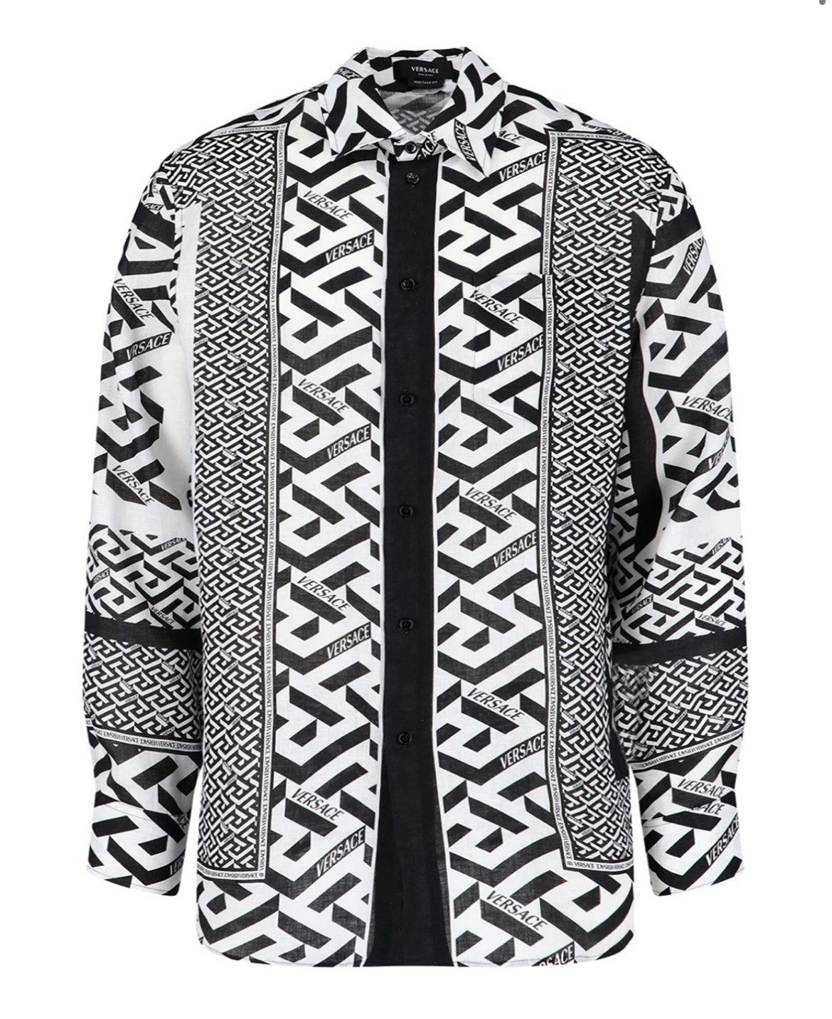 Versace — Versace Men’s “La Greca” Shirt Linen LS 2022 Release In “Amazing Condition”