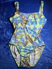 Vintage 90s Sunstreak Swimsuit Green Floral One Piece Size 12 READ DESCRIPTION