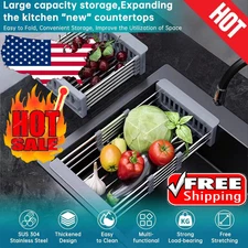 Adjustable Stainless Steel Kitchen Dish Drying Sink Rack Drain Strainer Large