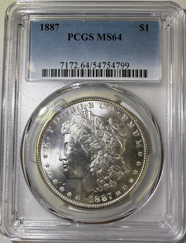 1887 $1 Morgan Silver Dollar PCGS MS64 (799)
