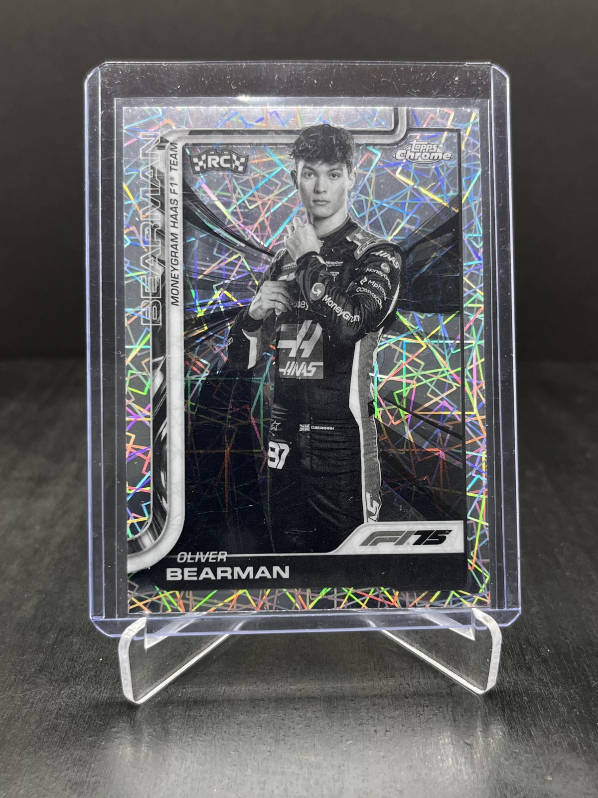 2025 Topps Chrome F1 Oliver Bearman RC Rookie Portrait Black & White Lazer #14