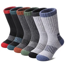 Kids Merino Wool Hiking Socks Boys Girls 8-12 Years 6 Pairs Mix Color D