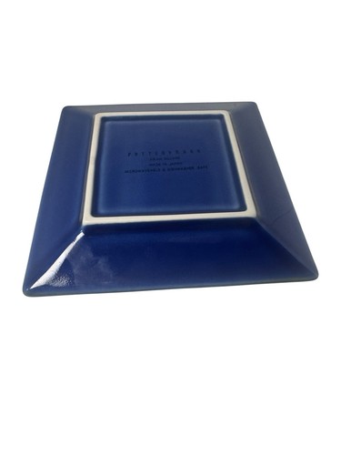 POTTERY BARN Asian Square Blue Tan Edges Dessert Appetizer Plate 6" - Picture 10 of 14