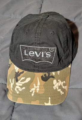 Levi Camo Brim Baseball Cap Black Adjustable Hat