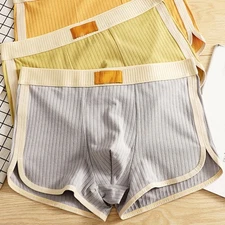 Solid Color Mens Boxer Briefs Comfortable Cotton Shorts for All Seasons