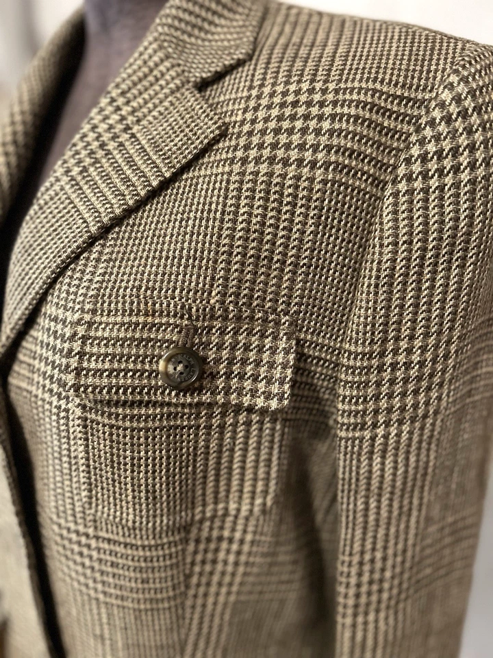 Винтажный Ralph Lauren blazer куртка пальто гончая твидовая подкладка брови размер 12 - Изображение 4 из 4