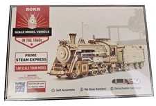Prime Steam Express: ROKR 3D Wood Puzzle 1:80 Scale Model Train MC501