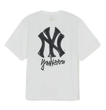 MLB Korea Basic Simple Street Logo Oversized T-Shirt NY Yankees Casual Top Tee