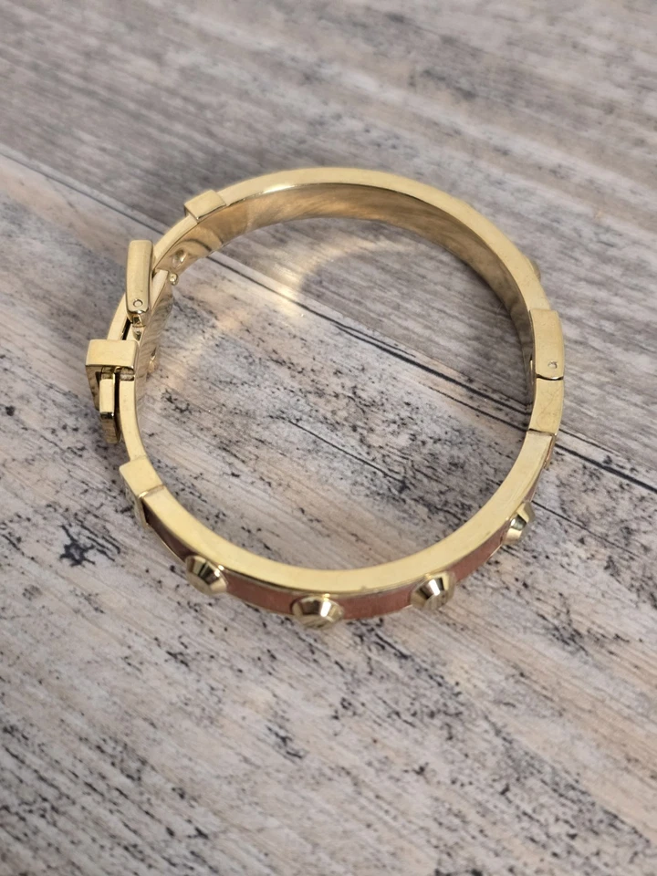 Браслет с пряжкой Michael Kors золотистый коричневый кожаный 8 дюймов - Изображение 3 из 4