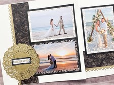 Neutral Wedding Scrapbook Layout, Beach Wedding Pages, Wedding Pages