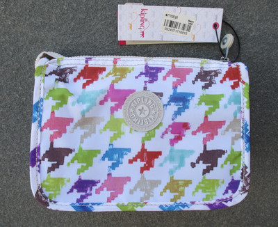 KIPLING Harrie COLORFUL Houndstooth COSMETIC Case POUCH Utility Mutlipurpose BAG