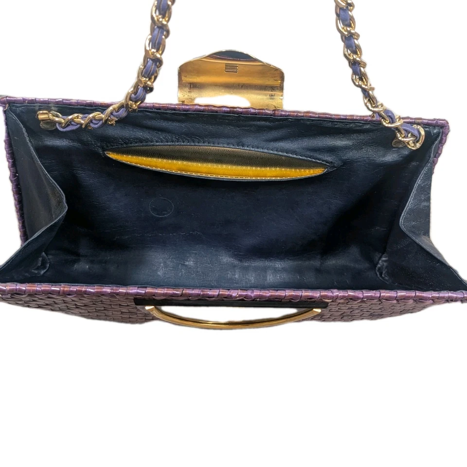 Bolso sin asas/monedero vintage años 60 Rodo mimbre púrpura hecho en Italia Foto 3 de 4