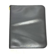 SAINT LAURENT PARIS 326604 logo iPad case Leather Black