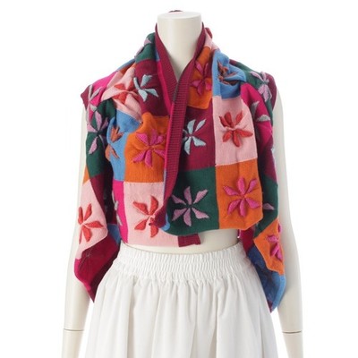 COMME des GARCONS AD1999 99A/W wool Flower Panel Switch knit Stole Bolero GN...
