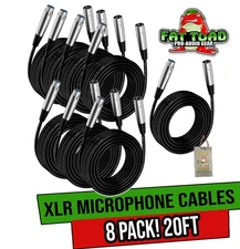 Microphone Cables - FAT TOAD | (8 Pack) 20ft Professional Pro Audio XLR Mic Cord