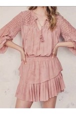 Loveshackfancy Dusty Rose dress Smocked Tie Neck Sz Medium