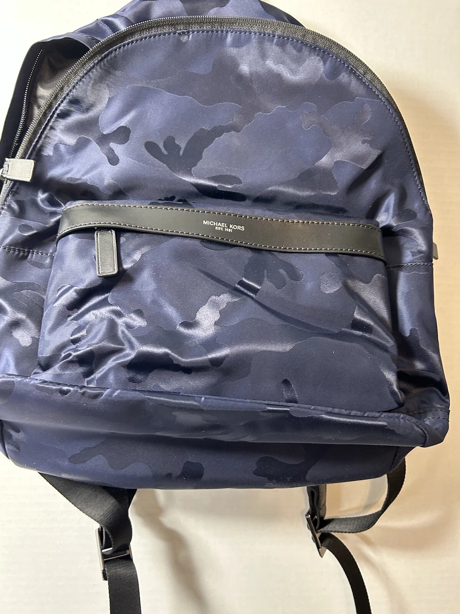 Michael Kors Men&#039;s Kent Army Nylon Indigo Camouflage Backpack/Book Bag NWT | eBay