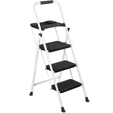 3 Step Ladder w/ Tool Tray Folding Step Stool w/ Wide Non-Slip Pedal & Handgrip