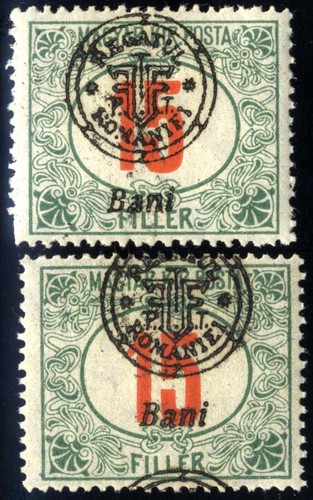 Romania Hungary 1919 Oradea PORTO 15 Bani IInd Ed. NORMAL+SHIFTED ovp,MNH,OG, - Picture 2 of 2