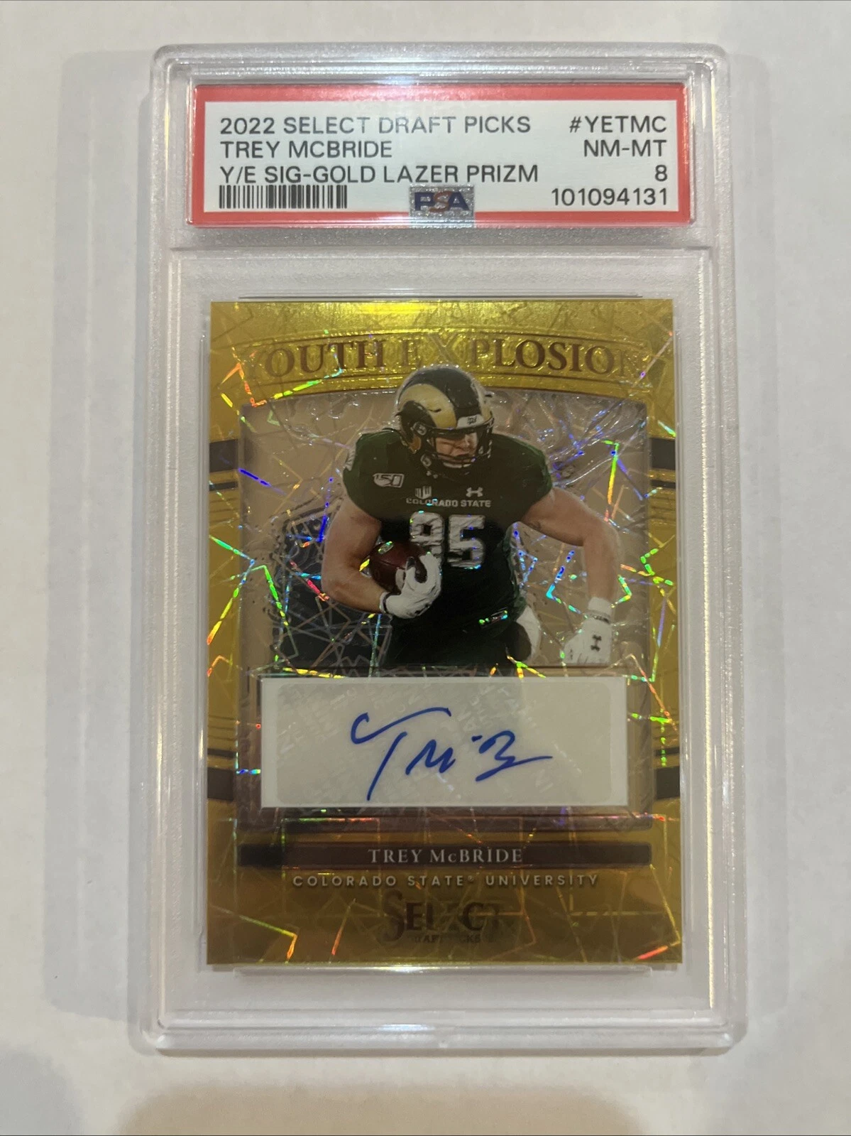 Trey McBride Panini Select Draft Picks Youth Explosion Signatures #YETMC Gold Lazer