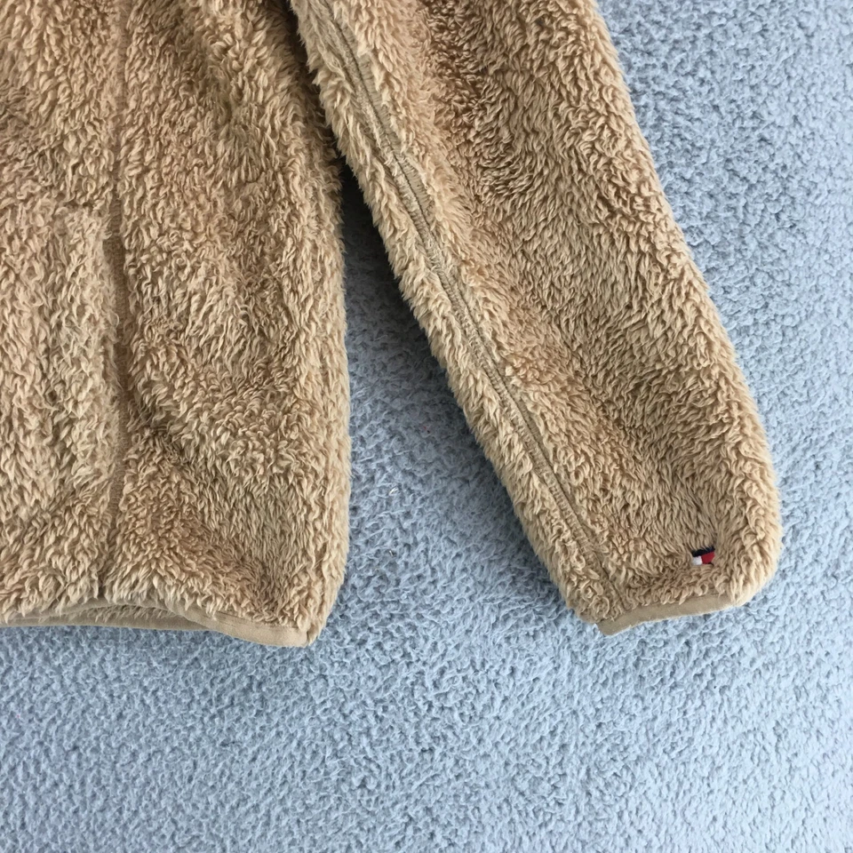 Jaqueta feminina Tommy Hilfiger pele sintética difusa M bege sólida gola simulada manga longa - Imagem 3 de 4