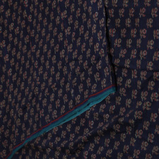 Swastik Vintage Navy Blue Sarees 100 Silk Floral Printed Sari 5YD Craft Fabric