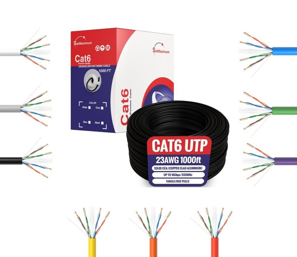 CAT6 1000ft Original Solid Ethernet Cable UTP 23AWG CCA Network Bulk Wire RJ45