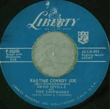 David Seville And The Chipmunks – Ragtime Cowboy Joe / Flip Side 45 RPM RECORD