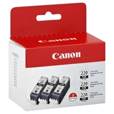 3PK Genuine Canon OEM 220 Black Ink Cartridges PGI-220 PGBK THREE PACK