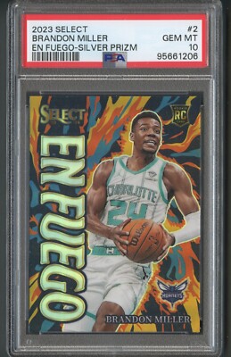 PSA 10 Brandon Miller RC En Fuego Silver Prizm 2023 Panini Select 