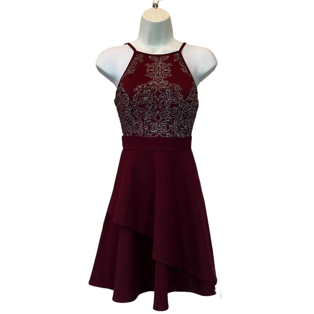 Maroon and cheap silver dress