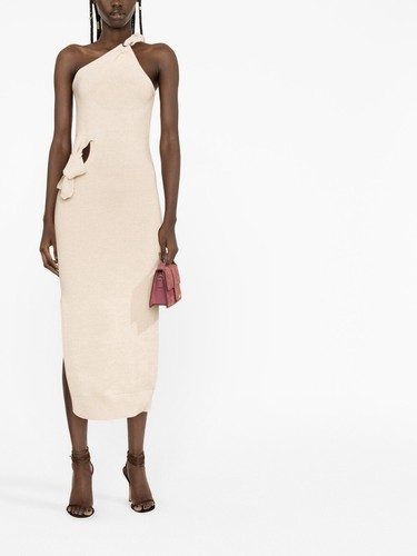 NWT JACQUEMUS La Robe Maille Noued One Shoulder Beige dress - Picture 4 of 13