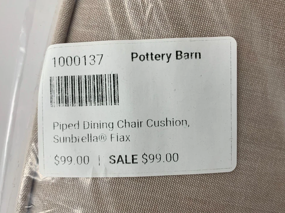 Cojín para silla de comedor exterior Pottery Barn Sunbrella 18,5" lino #A117 Foto 2 de 3