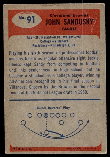 1955 Bowman #91 John Sandusky Colts EX - Picture 2 of 2