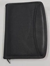 Vintage LEED'S Black Leather & Nylon Zipper Professional Portfolio Padfolio