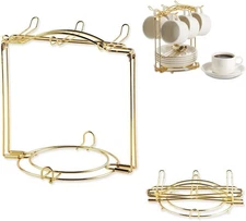 YOLIFE Tea Cup Holder for Countertop, Gold Metal and 6.8 Ounces, 