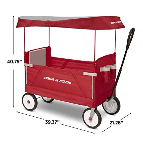 RADIO FLYER FOLDABLE WAGON KIDS ROLLING CART BABY STROLLER BEACH CART - RED - Image 3 of 4