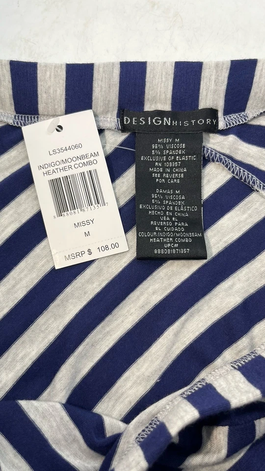 NUEVA Maxi Falda Design History (Talla M) Rayas Elástica Azul Gris Pull On $108 Foto 4 de 4