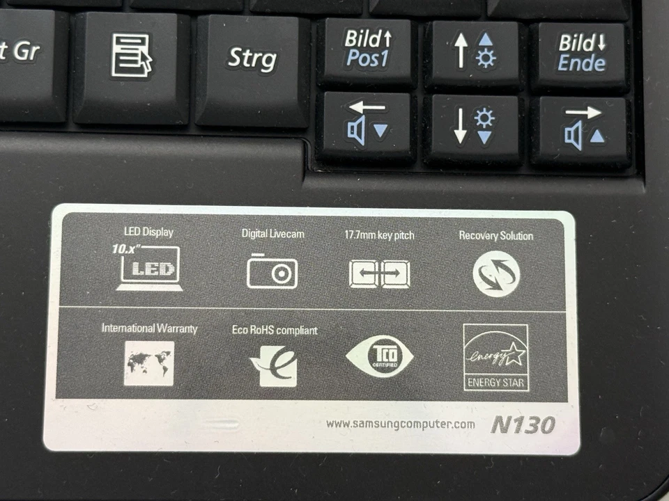 Samsung N130 10,1" Netbook Laptop - Win 7 / 1GB RAM / 160GB HDD * TOPZUSTAND - Bild 3 von 4