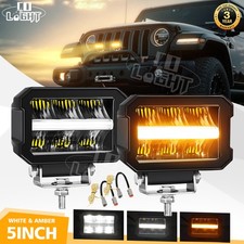 4.4" Rectangular LED Work Light Lamp X2 Reverse White & Amber Position Marker E9